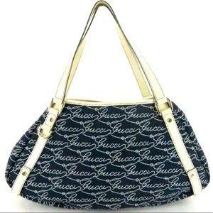 Gucci Abbey Navy Leather Shoulder Bag